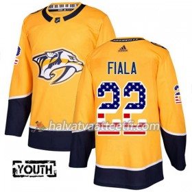 Lasten NHL Nashville Predators Pelipaita Kevin Fiala 22 Adidas 2017-2018 Kulta USA Flag Fashion Authentic